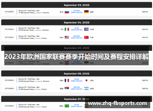 2023年欧洲国家联赛赛季开始时间及赛程安排详解